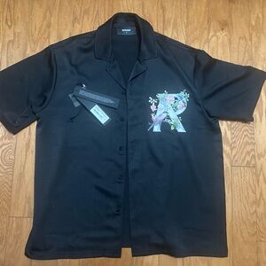 Men’s Represent Clo Black Floral Shirt Button Up Short Sleeve Shirt Size Medium